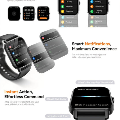 Smartwatch with Remote Photo Control & Bluetooth Calling, Large Screen Unisex, Message Notifications, Multiple Sport Modes, Heart Rate