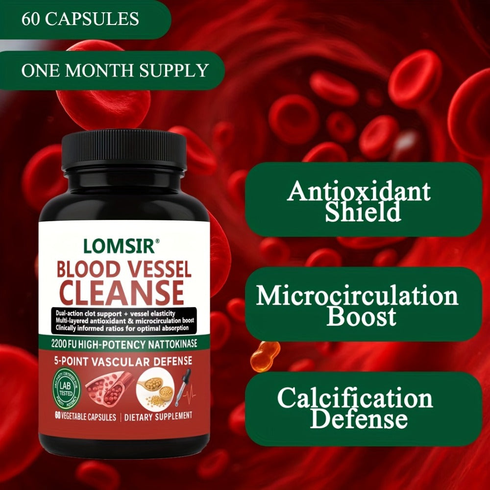 Blood Circulation Supplement Nattokinase with Gamma Oryzanol, Natural Enzyme Formula for Blood Vessel Cleanse