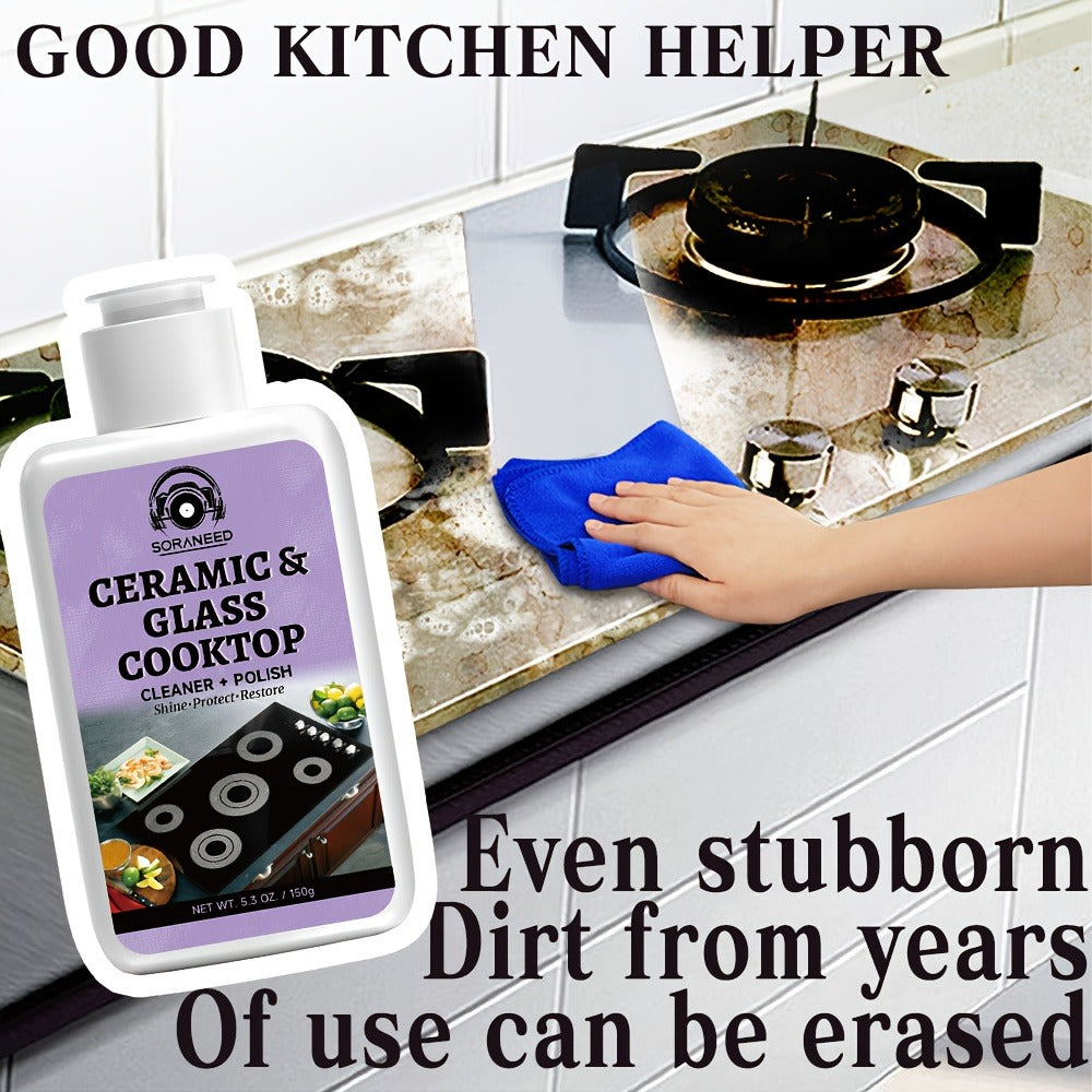 Ceramic Stovetop Cleaner Cream, Glass Stove Top Cleaning Paste, Removes Burnt-On Grease & Stains