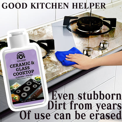 Ceramic Stovetop Cleaner Cream, Glass Stove Top Cleaning Paste, Removes Burnt-On Grease & Stains