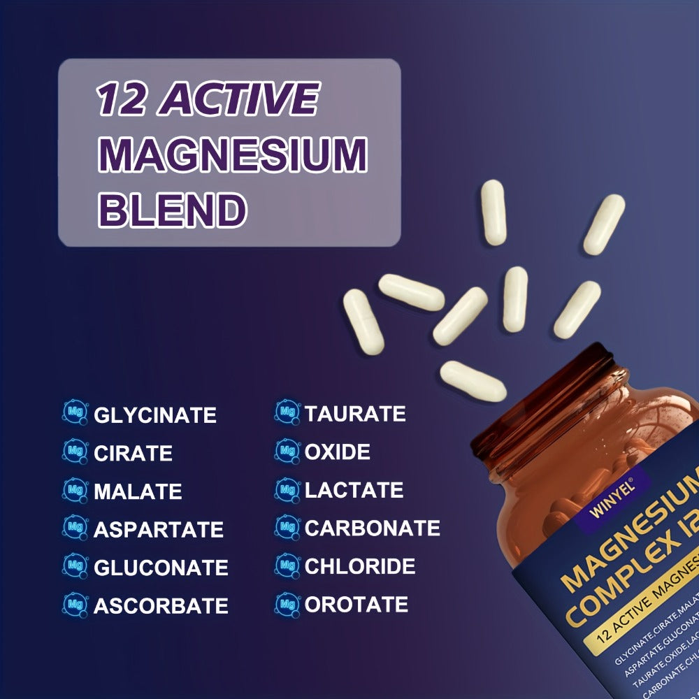 Magnesium Complex 700mg 12-in-1 120 Capsules with Glycinate, Citrate, Malate & Taurine for Sleep