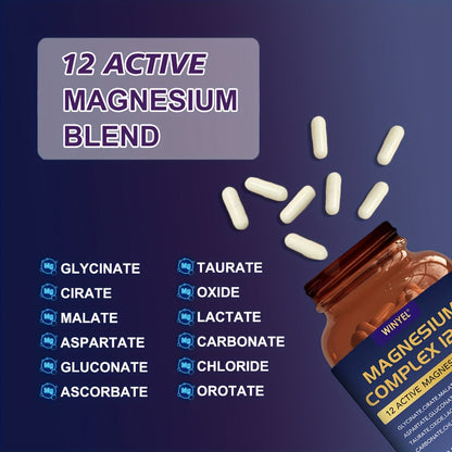Magnesium Complex 700mg 12-in-1 120 Capsules with Glycinate, Citrate, Malate & Taurine for Sleep