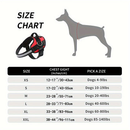 Reflective-Trim Dog Harness in Seven Colors and XS–XXL with Chest Band, Back Ring and Top Handle