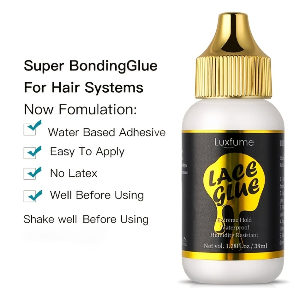 Wig Glue Latex Free 1.28oz Lace Front Traceless Sweat Rain Resistant All Day Wear Sensitive for Home, Travel and Salon Hair Styling