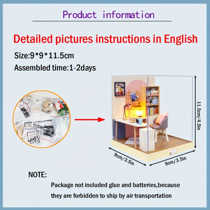 DIY Miniature Dollhouse Kit with Dust Cover Small, Mini House Model No Glue with the Listed Color, Size or Set Options for Everyday Use