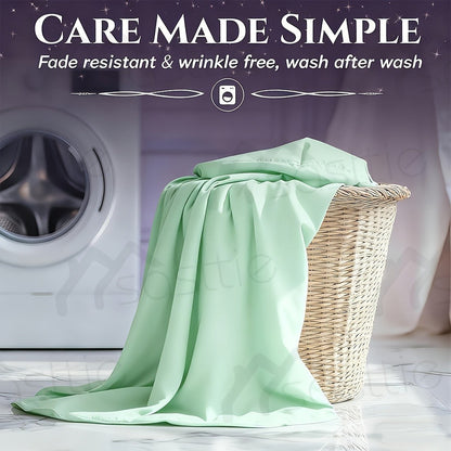 Fitted Sheet Bamboo Blend Deep Pocket Breathable Bed Sheet Set with Pillowcase