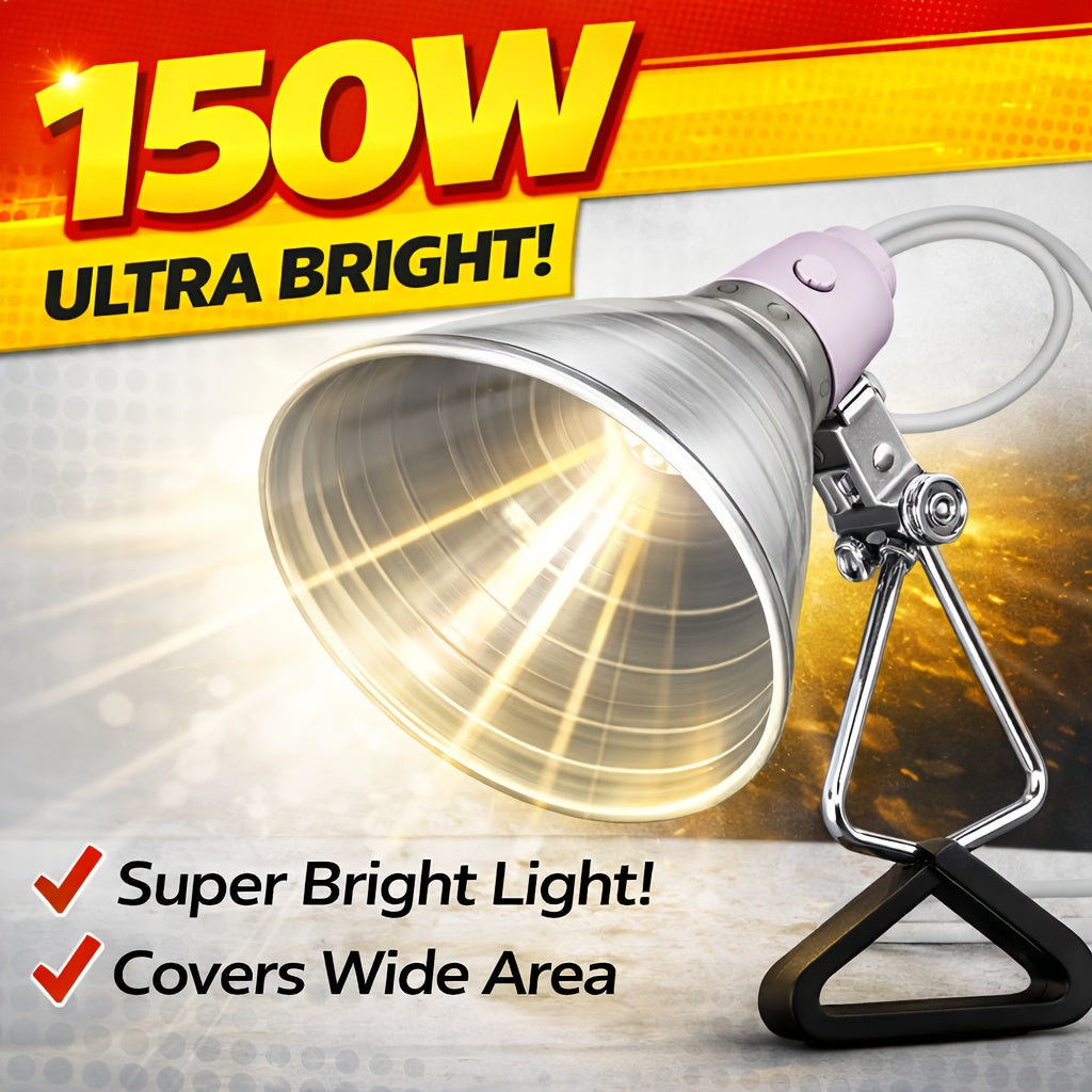Clamp Light Fixture 8.5 Inch 150W Max E26 Socket Aluminum Reflector 360° Adjustable for Garden, Patio and Yard Use