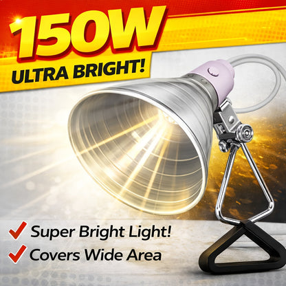 Clamp Light Fixture 8.5 Inch 150W Max E26 Socket Aluminum Reflector 360° Adjustable for Garden, Patio and Yard Use
