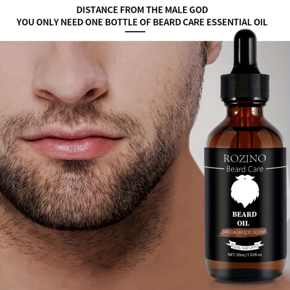 Beard Oil for Men, Sandalwood Scent with Plant Essence, Deep & Nourishing Beard Care Oil for Smooth Glossy Beard