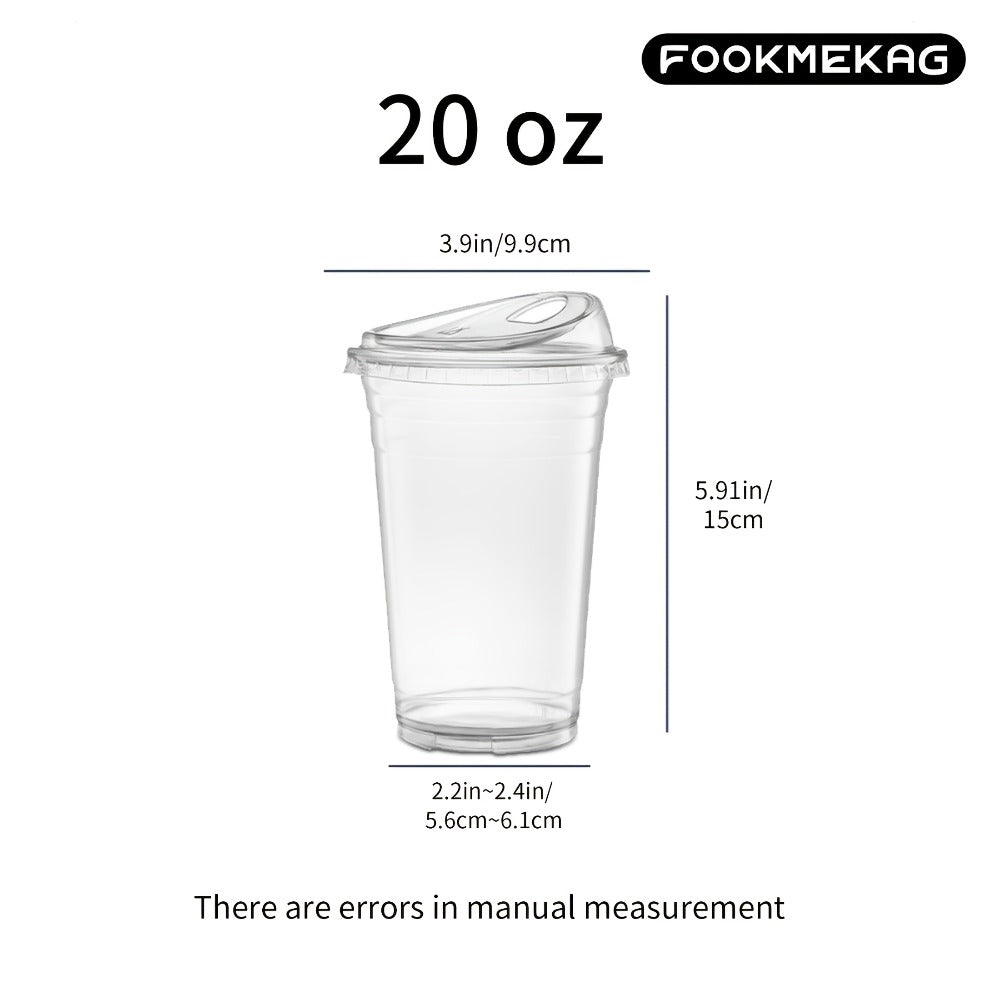 Disposable Clear PET Cups with Lids 50 Sets, Transparent Plastic Cups for Coffee Smoothies Cold Drinks Parties Picnics Travel