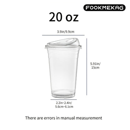 Disposable Clear PET Cups with Lids 50 Sets, Transparent Plastic Cups for Coffee Smoothies Cold Drinks Parties Picnics Travel