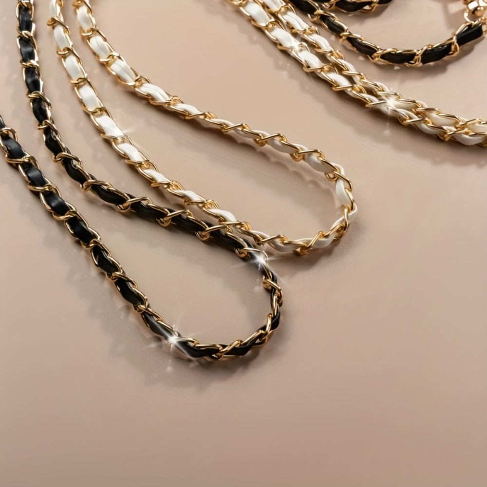 Crossbody Phone Strap Long Chain Pearl Camellia Metal Charm Elegant Lanyard for Women Girls