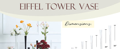Eiffel Tower Vase Pack of 12 – Tall Glass Flower Vases for Wedding Centerpiece, Event Table Decor, Floral Arrangements & Party Decoration