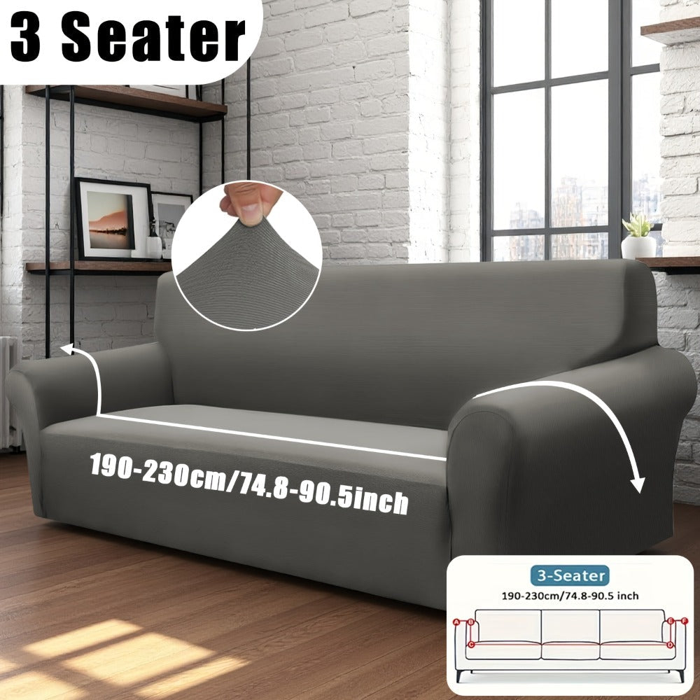 Sofa Cover Solid-Color Fitted Slipcover Options for 1, 2, 3 or 4-Seater Sofas and Separate Pillowcase
