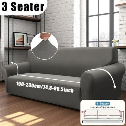 Sofa Cover Solid-Color Fitted Slipcover Options for 1, 2, 3 or 4-Seater Sofas and Separate Pillowcase