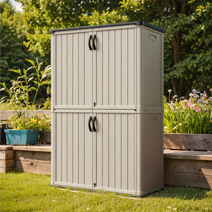 Resin Deck Box Lockable Outdoor Storage, for Garden, Patio and Yard Use, with the Listed Configuration