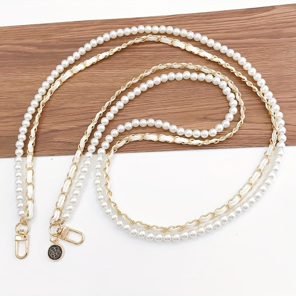 Pearl Double Chain Phone Strap Crossbody Wristband Lanyard for Women Girls with the Listed Color, Size or Set Options for Everyday Carry