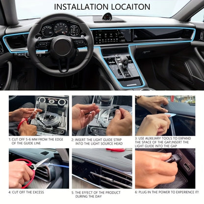 Car Interior Ambient Lighting Kit with Four Checkout Configurations, App-Button Control and Fiber-Style Strips