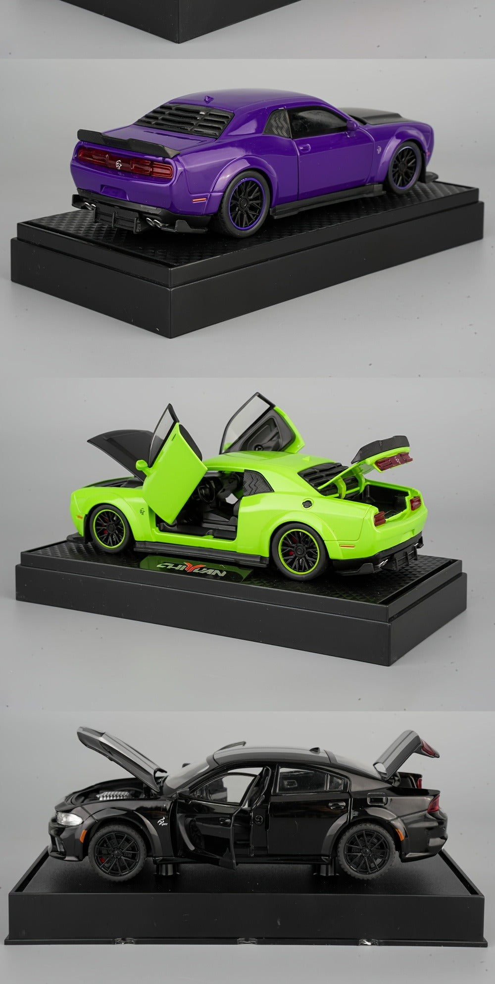1:32 Scale Dodge Hellcat Die-Cast Metal Car Model with Openable Doors & Display Base, Collector Diecast Vehicle