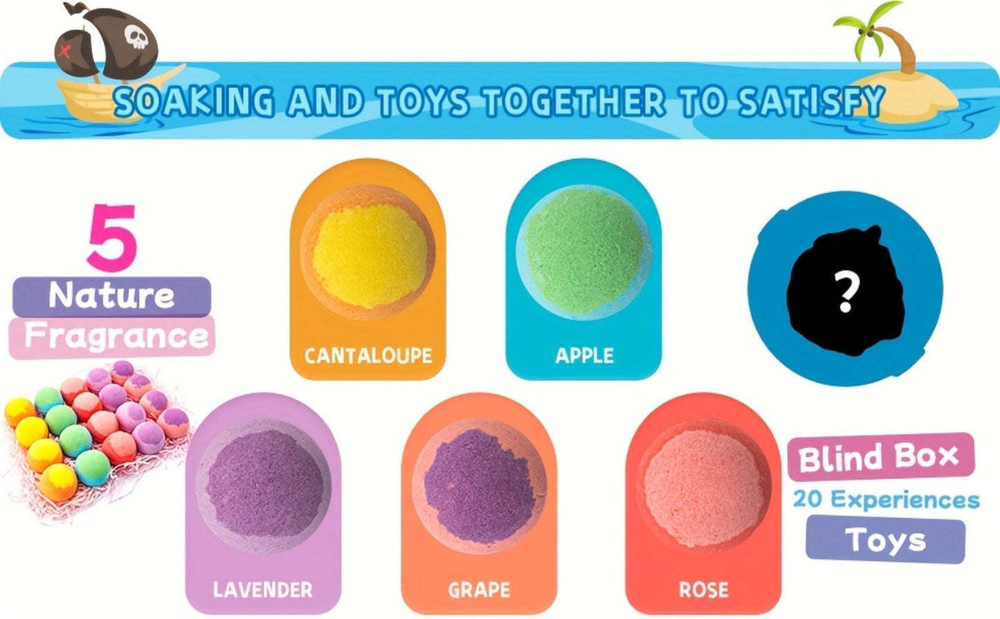 Kids Bath Bombs with Surprise Inside 20 Pack – Fizzy Bath Balls with Hidden Toy for Boys Girls Toddlers