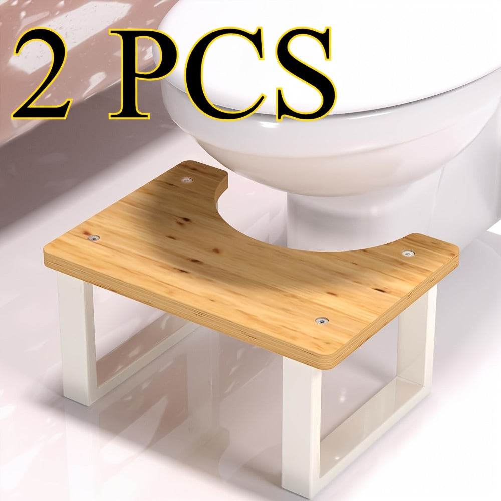 Squat Toilet Stool with Bamboo Surface - Bathroom Foot Rest for Adults, Wide Stable Base, 7-Inch Height