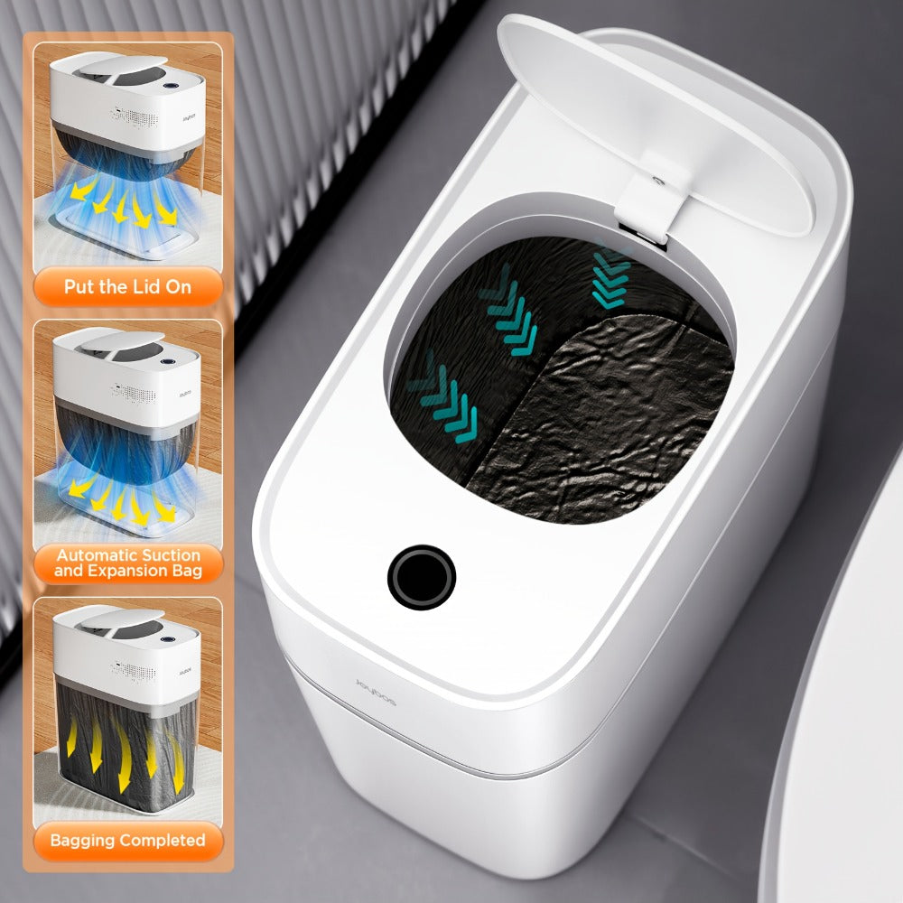 Touchless Trash Can 3.8 Gal 14L Infrared Motion Sensor, Auto-Open Lid, Wind Adsorption Auto-Expand Bag