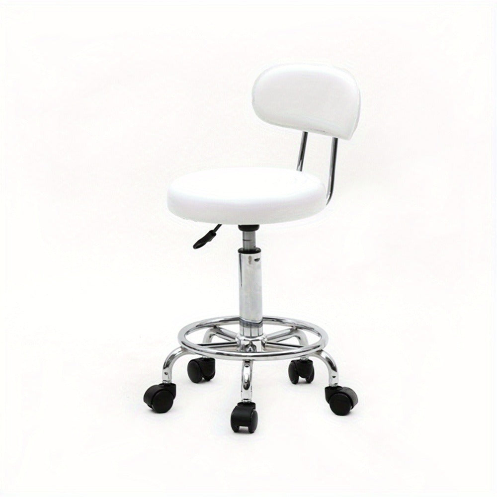 Saddle & Round Salon Stool with Backrest 360-Degree Swivel, Adjustable Height Professional Chair for Salon