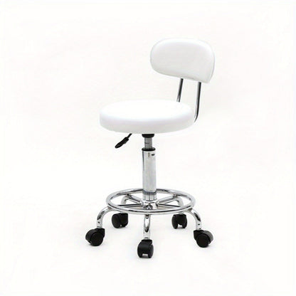 Saddle & Round Salon Stool with Backrest 360-Degree Swivel, Adjustable Height Professional Chair for Salon