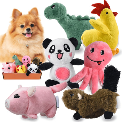 Stuffed Squeaky Dog Toys for Small Dogs 6 or 12 Pack Cute Cartoon Plush Chew Toy Bulk Set with Squeakers – Soft Pet Toy for Puppies