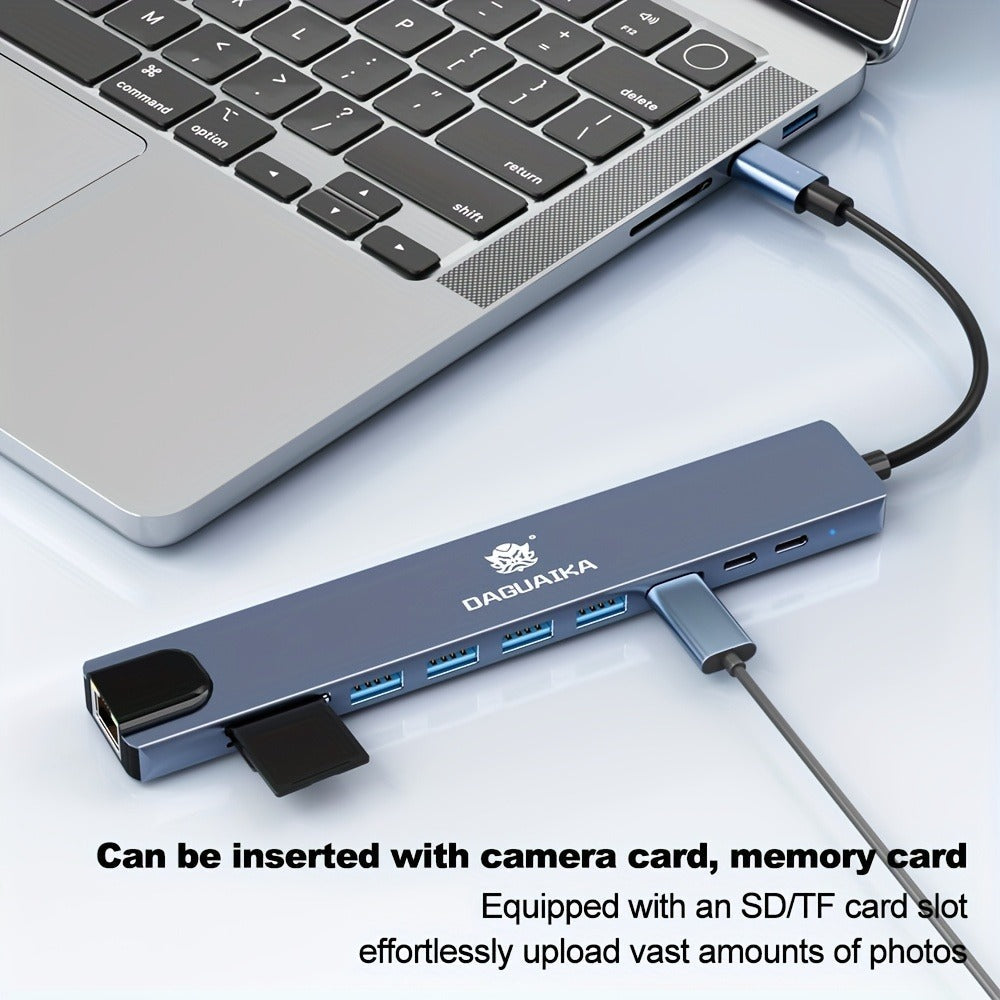 10-in-1 USB-C Hub Ethernet Adapter with 4K HDMI, RJ45 Gigabit LAN, 100W PD, SD/TF Card Reader, USB 3.0/2.0