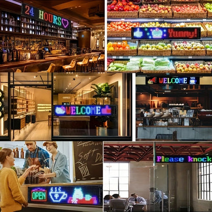 Flexible LED Display Screen Programmable Text & Animation, App & Remote Control, High-Definition RGB Matrix Panel for Any Curved Surface