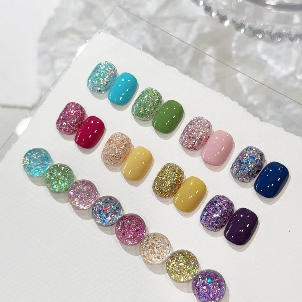 Gel Nail Polish Two-Color Candy Glitter Duo, 0.51 oz Each with Seven Shade Pair Options for UV/LED Curing