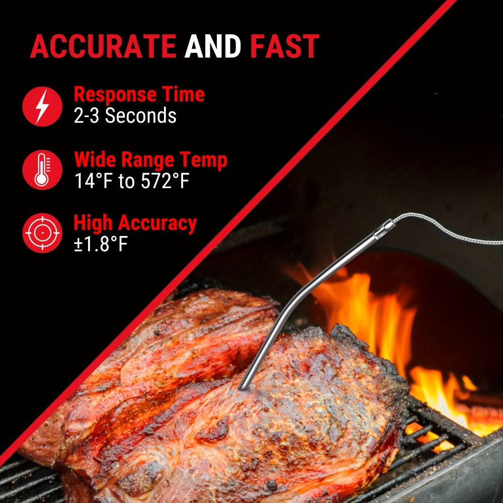 Digital Meat Thermometer with Probe Backlit Display Temp Alert for BBQ Smoker Oven Cooking for Grilling, Camping and Outdoor Meals