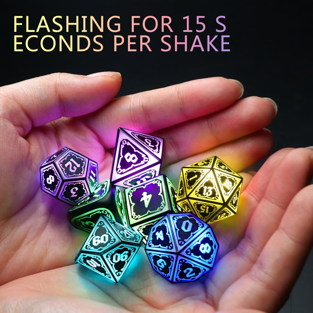 Glowing DnD Dice Set with Wireless Rechargeable Charging Case with the Listed Color, Size or Set Options for Everyday Use