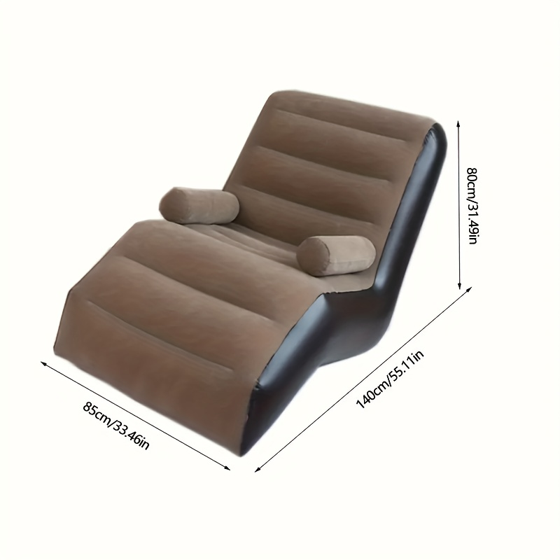 Portable S-Curve Inflatable Recliner Chair in Coffee Brown or Pink for Indoor and Outdoor Lounging