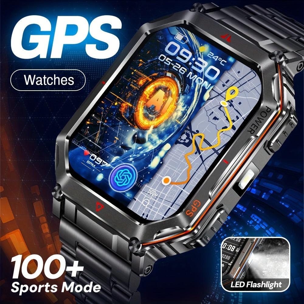 Smartwatch for Men with GPS, IPX8 Rating, Altimeter, Barometer, Compass and LED Flashlight