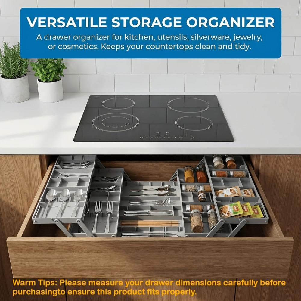 Two-Row Cantilever Drawer Organizer with Two- or Three-Layer Expandable Storage Configurations