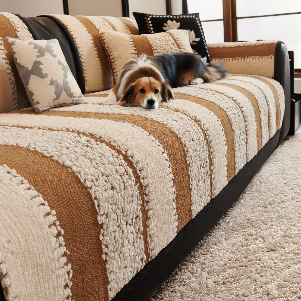Sofa Cover Plush Sectional Couch Slipcover Durable Furniture Protector for Pets Cats Dogs for Entryways, Bedrooms and Living Spaces