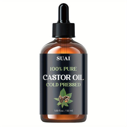 Castor Oil 100% Pure Cold Pressed 1.69oz – Hypoallergenic Multi-Use Oil for Hair Growth Eyebrow Eyelash Thickening Skin Moisturizing Nail