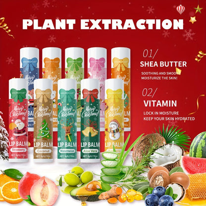 Moisturizing Lip Balm Set 10-Pack with Vitamin E – MISS FACTORX Natural Look Lipstick Collection for Women, Hydrating & Nourishing