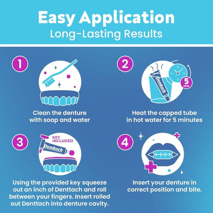 Thermoplastic Denture Cushion Adhesive & Soft Reliner, 7-Day Secure Hold, Zinc-Free No-Glue Formula, Upper &