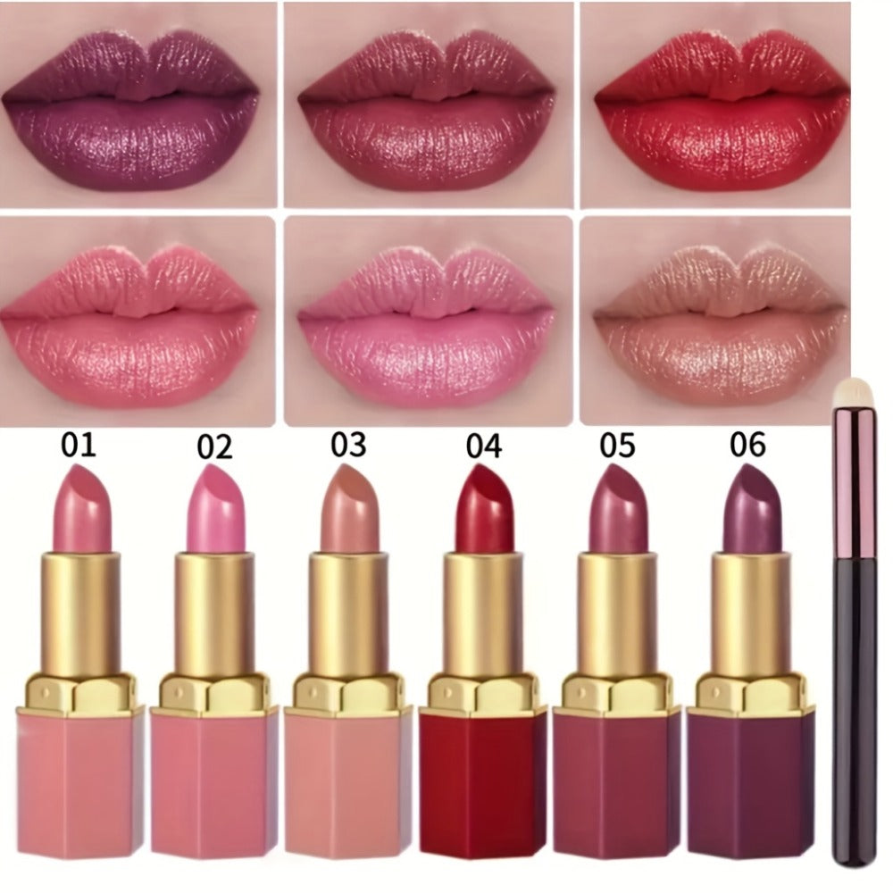 Cream Lipstick Set 6 Colors Long-Lasting Moisturizing – Smooth Creamy Finish Lip Color for All Skin Tones Everyday Party Holiday Makeup Gift