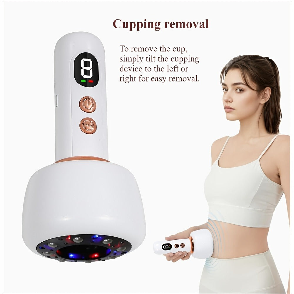 Vacuum Cupping Massager USB Rechargeable Scraping Massage Device Intelligent Suction Cup with 1200mAh Battery for Home or Salon Spa Use