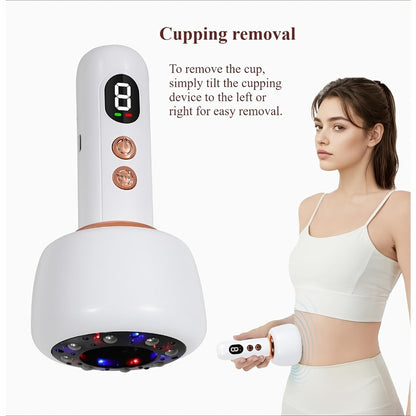 Vacuum Cupping Massager USB Rechargeable Scraping Massage Device Intelligent Suction Cup with 1200mAh Battery for Home or Salon Spa Use