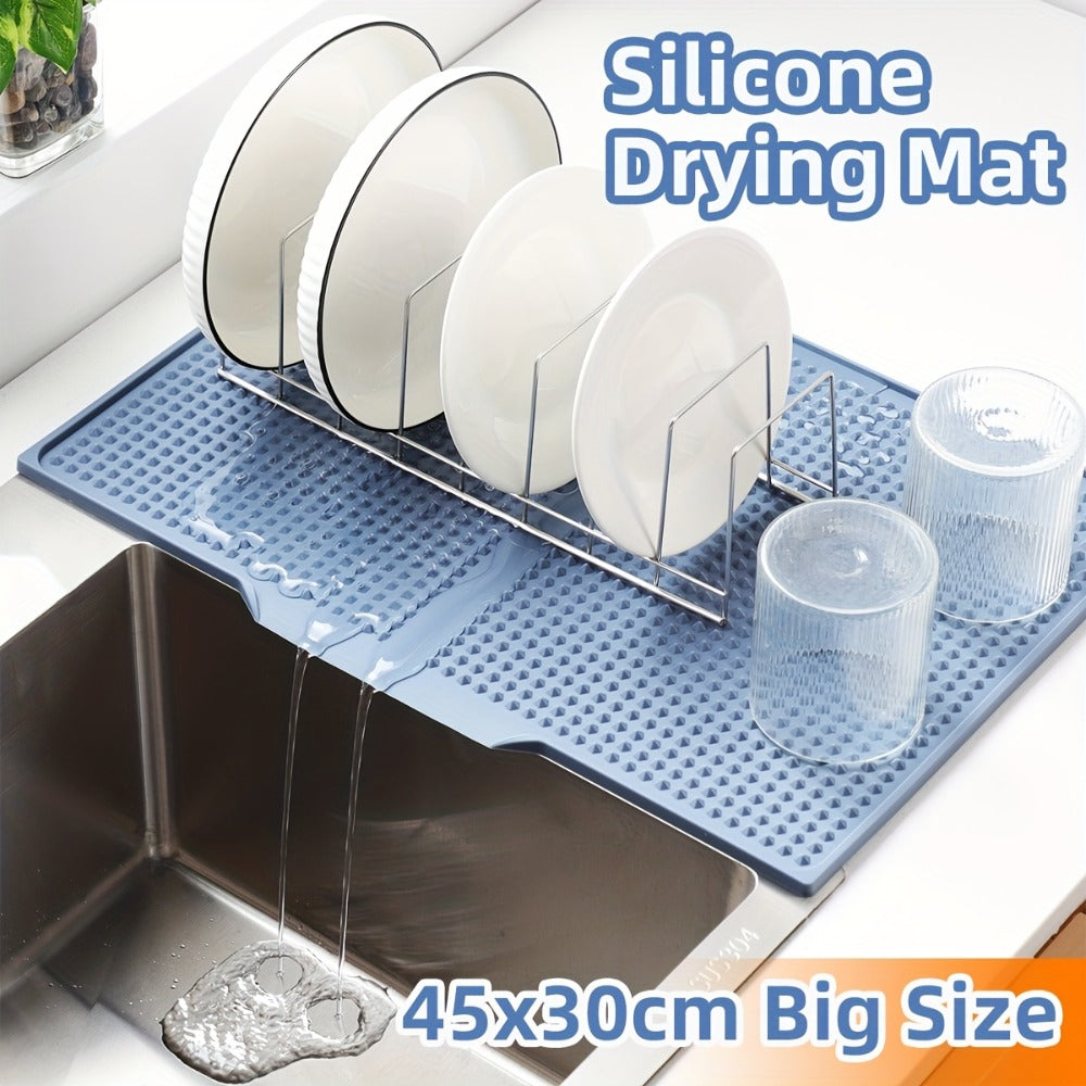 XL Kitchen Countertop Drying Mat 17.72x12.2 Inch Heat Resistant 446°F Anti-Slip Splash-Proof Drain Pad