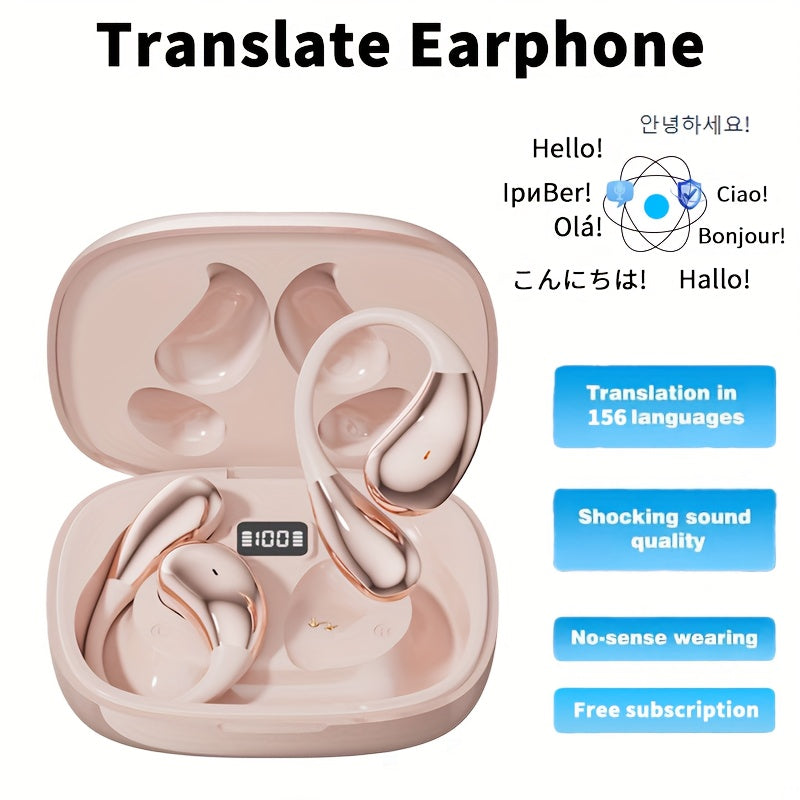 AI Translation Earbuds Bluetooth 5.4, 156 Languages Real-Time Two-Way Translation, Offline Mode, Audio Transcription & Photo Translation