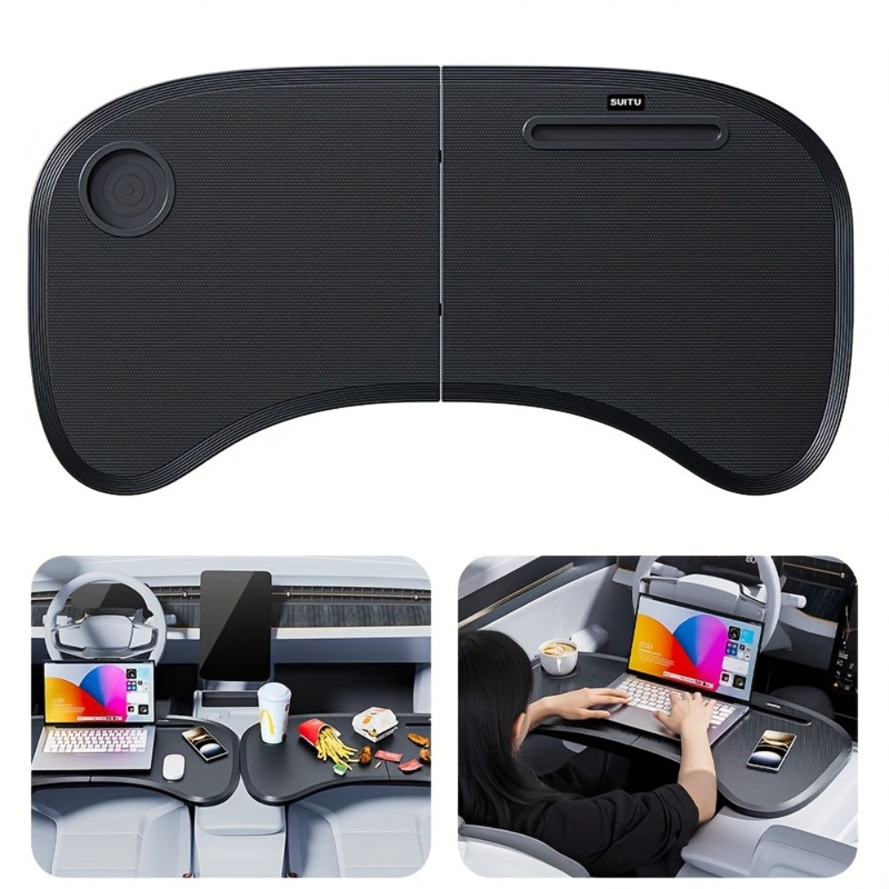 Car Laptop Desk Foldable – Portable Steering Wheel Tray Table | Multi-Function Work & Dining Surface for Car