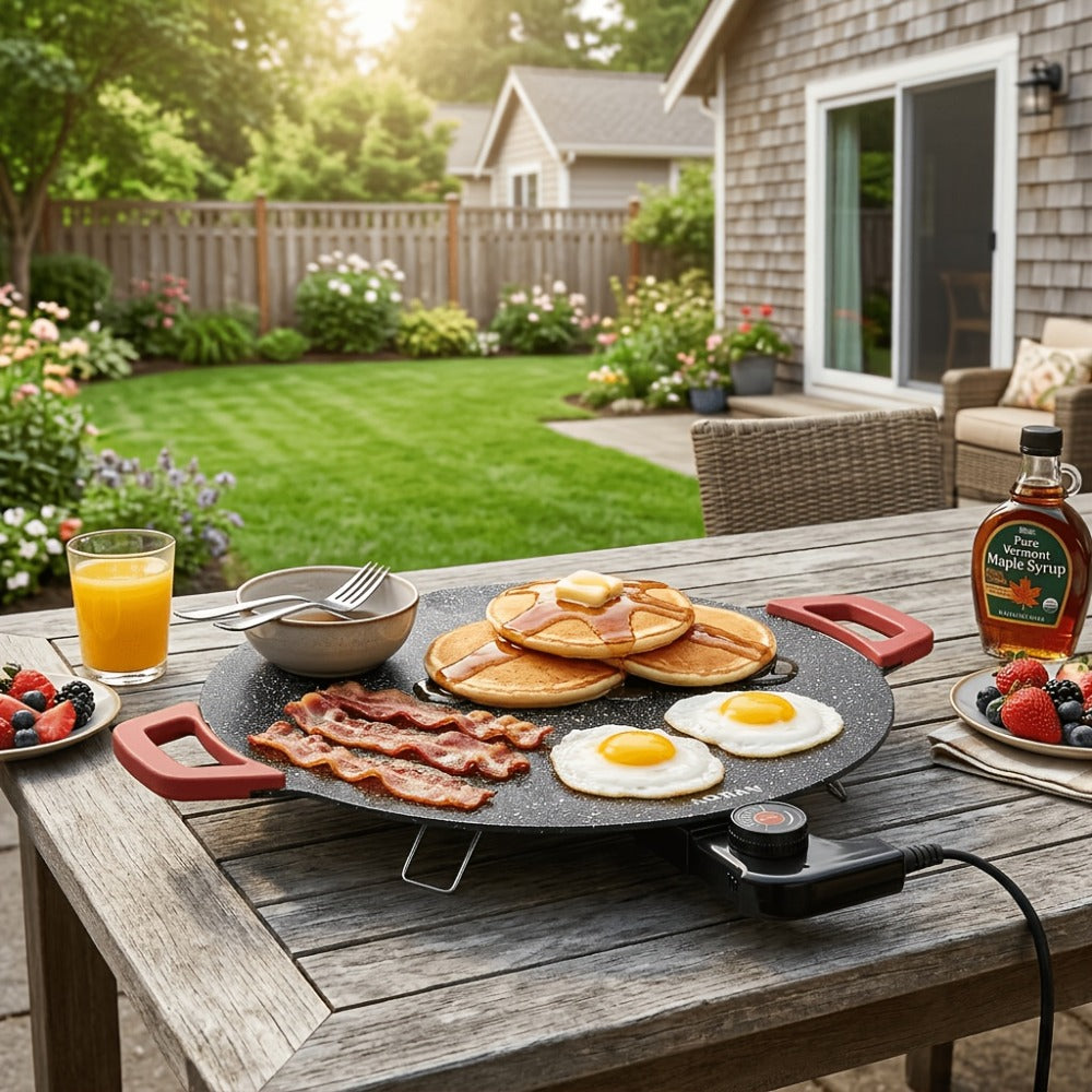 Electric Griddle Non-Stick with Adjustable Temperature, 14.17" & 15.75" Sizes, Fast Heating for Pancakes