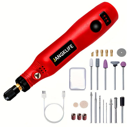 Mini Cordless Rotary Tool Kit - USB Rechargeable Li-Ion Battery, 3-Speed 5000-15000RPM for Entryways, Bedrooms and Living Spaces