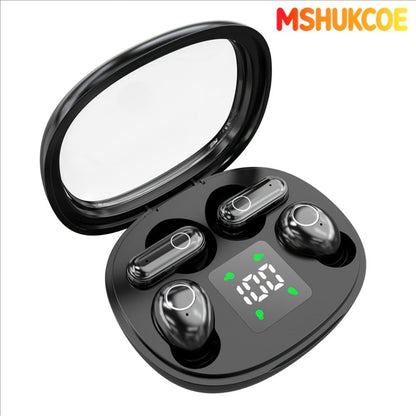 Wireless Earbuds MSHUKCOE 2-in-1 Mini Sleep Style with Touch Controls and Black, Khaki or Purple Choices